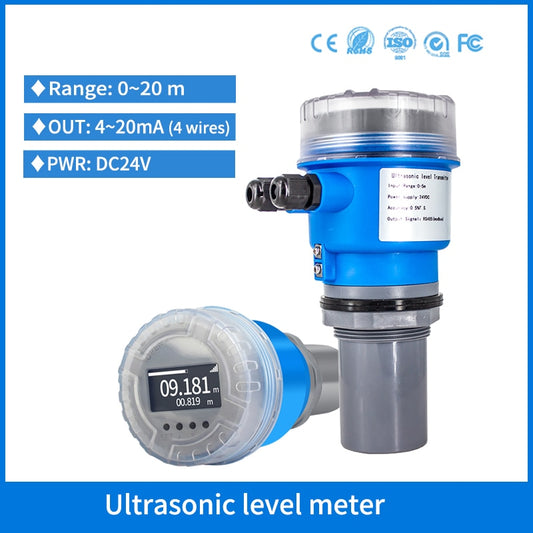 5m 10m 20m 4-20mA Ultrasonic Level Meter No Contact Sanitary Olive Oil Tank Ultrasonic Level Sensor for Grain Solids Silo.