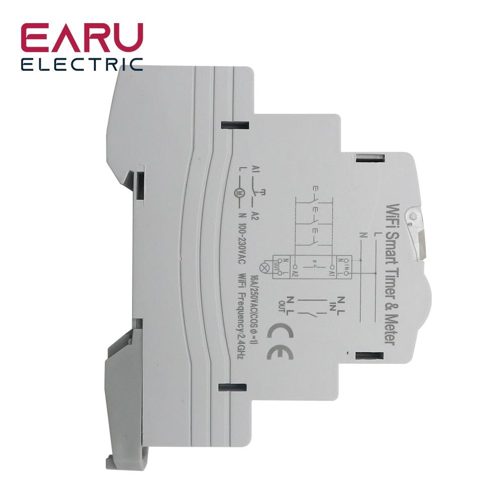 AC 110V 220V 16A Din Rail WIFI / Zigbee Smart Timer Relay Switch Breaker Remote Control by Tuya APP KWH Energy Power Meter.