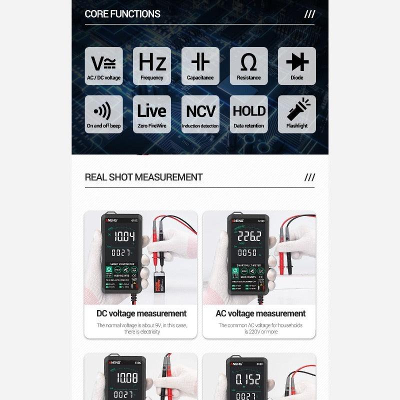 ANENG- 618C Digital Multimeter Smart Touch DC Analog Bar| Professional Transistor Capacitor NCV Testers Meter.