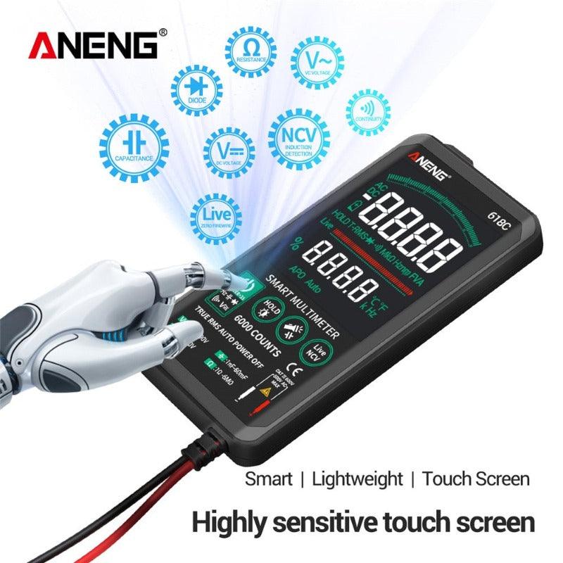 ANENG- 618C Digital Multimeter Smart Touch DC Analog Bar| Professional Transistor Capacitor NCV Testers Meter.