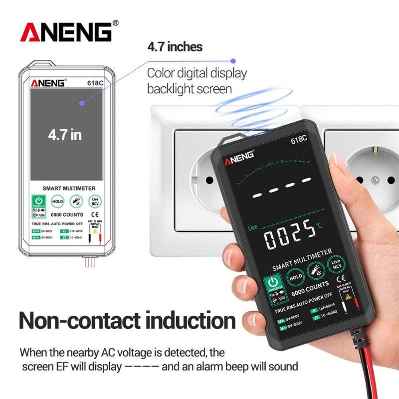 ANENG- 618C Digital Multimeter Smart Touch DC Analog Bar| Professional Transistor Capacitor NCV Testers Meter.