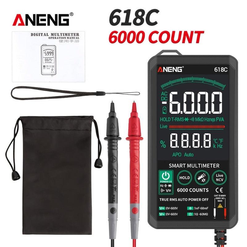 ANENG- 618C Digital Multimeter Smart Touch DC Analog Bar| Professional Transistor Capacitor NCV Testers Meter.
