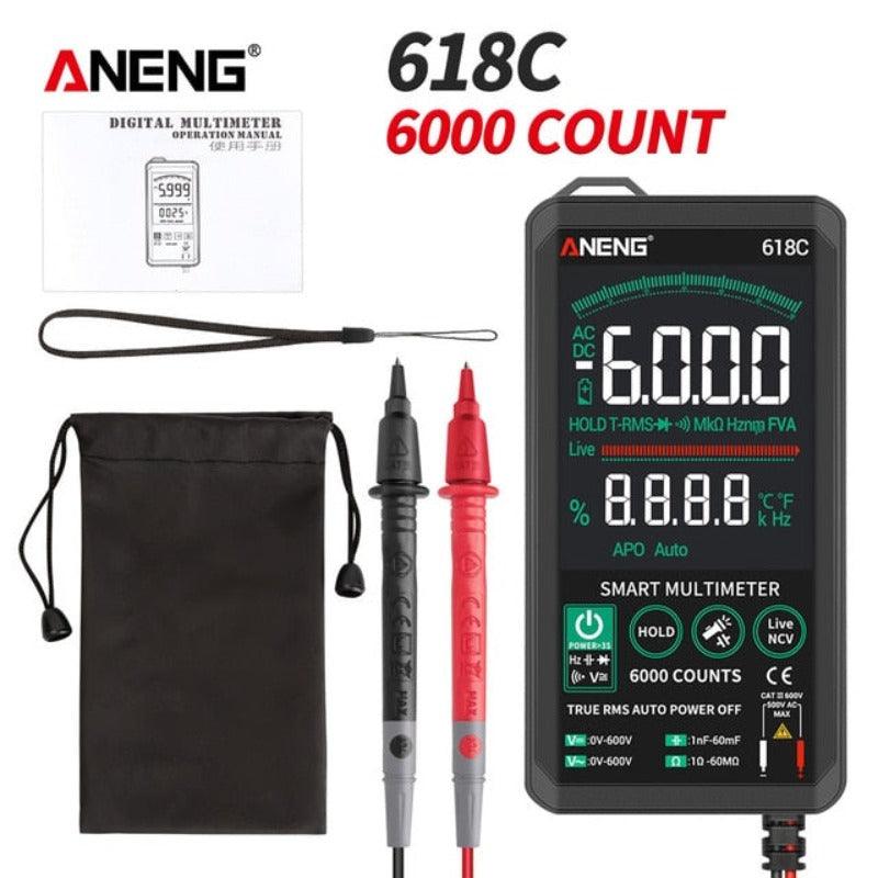 ANENG- 618C Digital Multimeter Smart Touch DC Analog Bar| Professional Transistor Capacitor NCV Testers Meter.