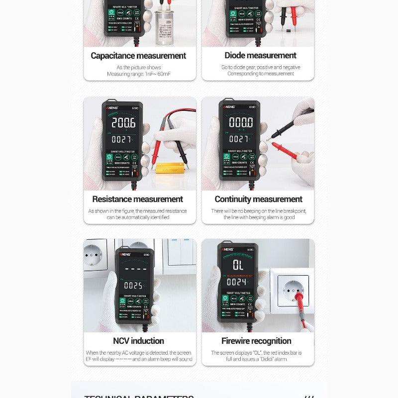 ANENG- 618C Digital Multimeter Smart Touch DC Analog Bar| Professional Transistor Capacitor NCV Testers Meter.