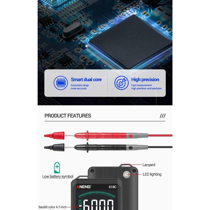 ANENG- 618C Digital Multimeter Smart Touch DC Analog Bar| Professional Transistor Capacitor NCV Testers Meter.