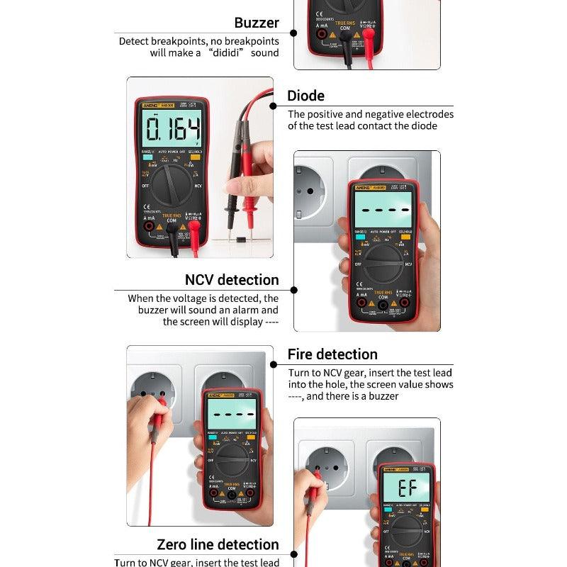 ANENG- AN8009 Digital Multimeter Transistor Testers| Capacitor True-RMS Tester.