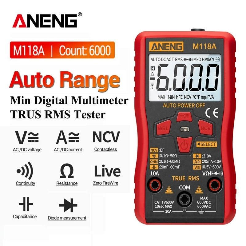 ANENG- M118A Digital Mini Multimeter Tester Auto Mmultimetro| True Rms Tranistor Meter.