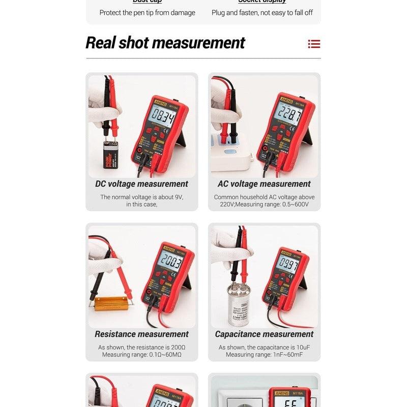 ANENG- M118A Digital Mini Multimeter Tester Auto Mmultimetro| True Rms Tranistor Meter.