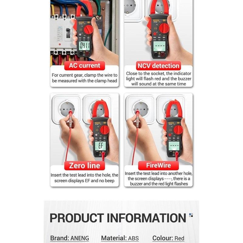 ANENG- ST181 Clamp Meter| DC/AC Current 4000 Counts Ohm Test.