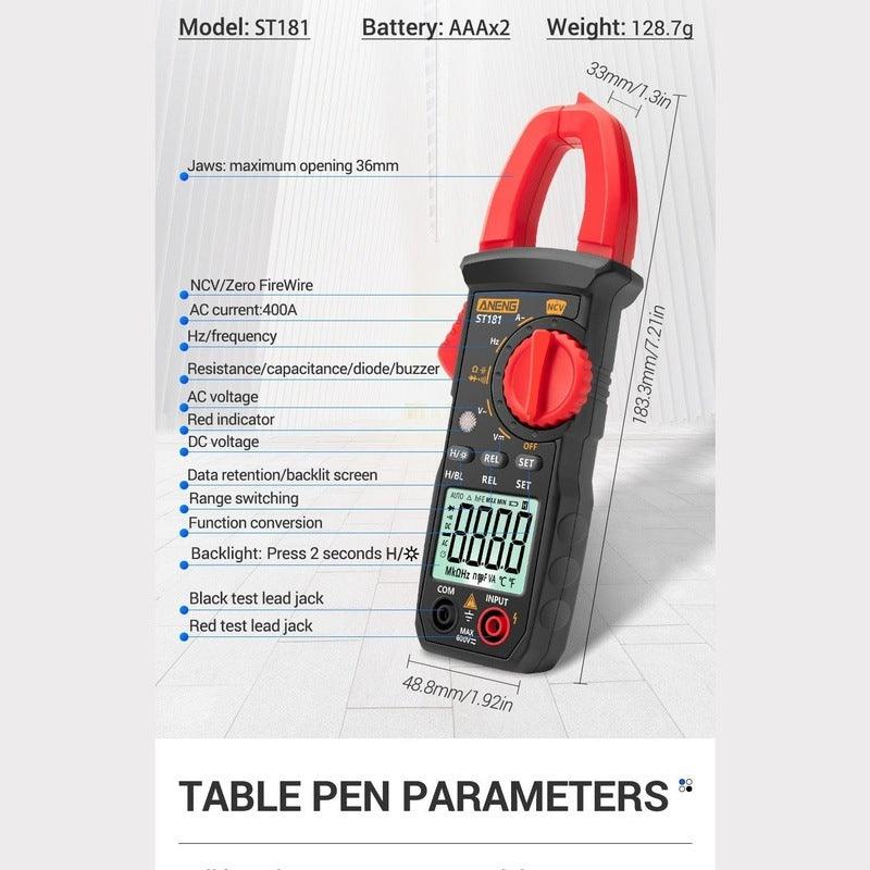 ANENG- ST181 Clamp Meter| DC/AC Current 4000 Counts Ohm Test.