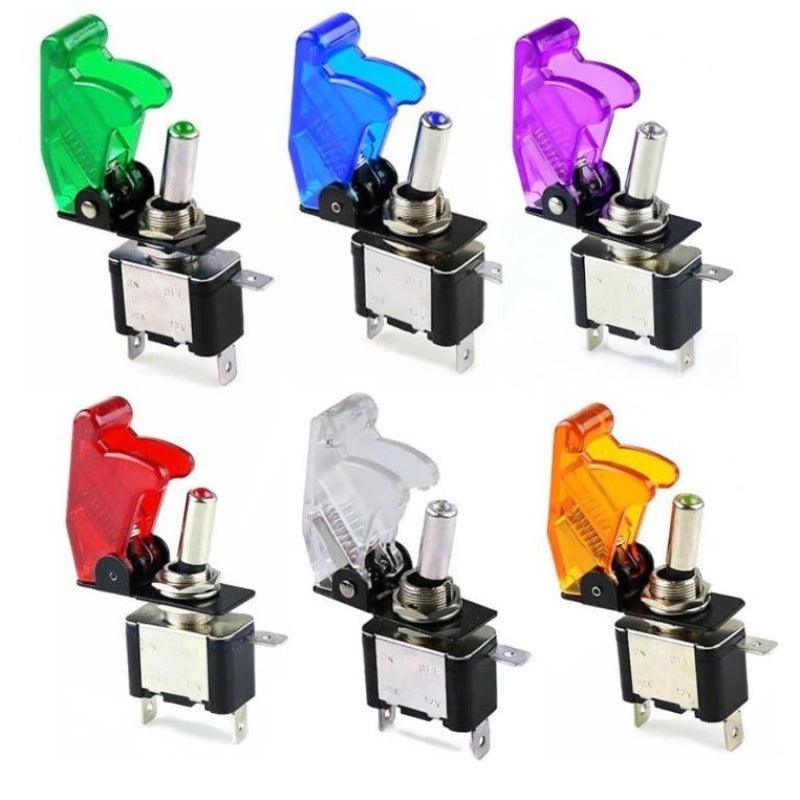 Auto Car Boat Truck Illuminated Led Toggle Switch| With Safety Aircraft Flip Up Cover Guard  12V20A transparent.flip up toggle switch