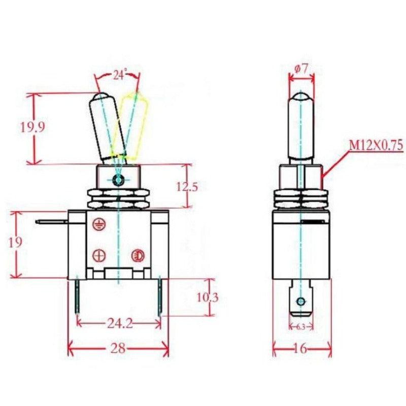 Auto Car Boat Truck Illuminated Led Toggle Switch| With Safety Aircraft Flip Up Cover Guard  12V20A transparent.