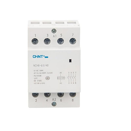 modular contactor,CHINT NCH8 3-phase Din Rail Household AC Contactor 220V 500V~ 40A/63A 4NO/2NO2NC Contactor
