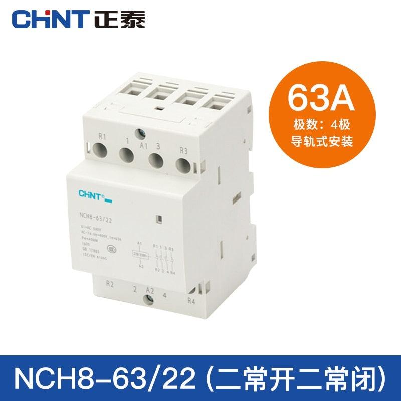 CHINT NCH8 3-phase Din Rail Household AC Contactor 220V 500V~ 40A/63A 4NO/2NO2NC Contactor.