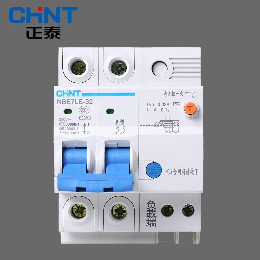 CHNT CHINT Leakage Circuit Breaker Household With Electric Protection Circuit Breaker NBE7LE 2P 16A 20A 25A 32A 40A 63A.