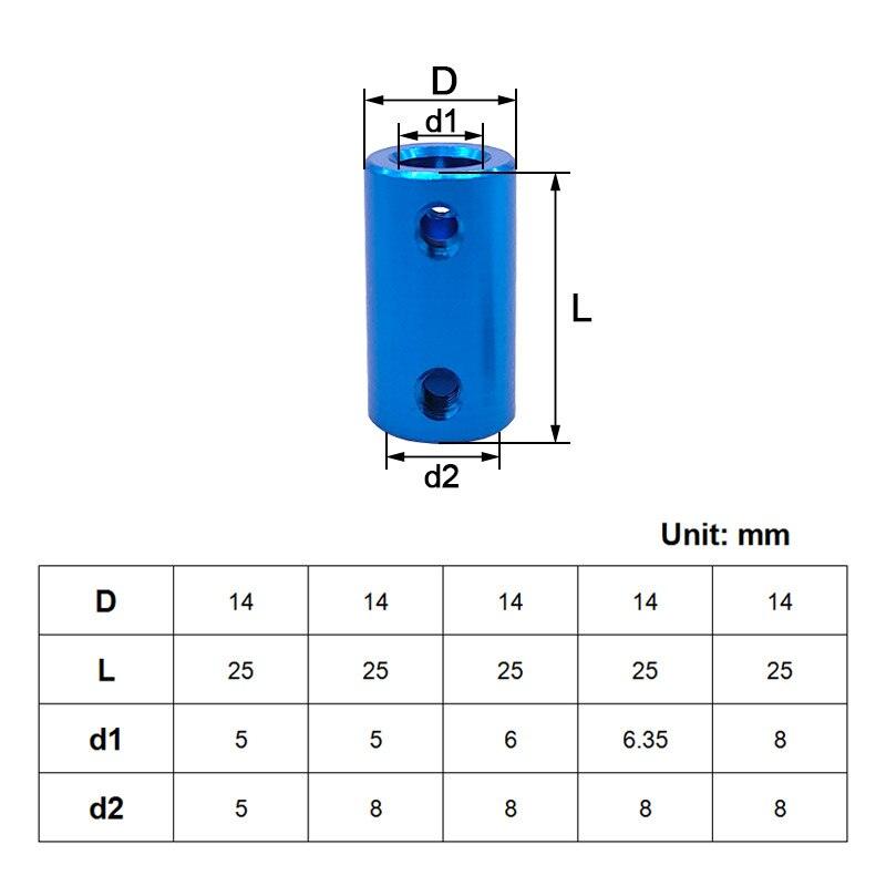 coupling D14L25 5*5 5*6 5*8 6*8 8*8 shaft CNC coupler aluminium alloy.