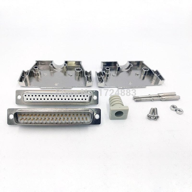 DB37 Metal connector D Sub plug gold plated brass contactor 37 pin hole port socket female Male adapter 2 row.