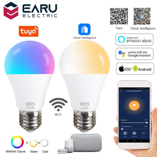 Dimmable 15W WiFi Smart Light Bulb B22 E27 LED RGB Lamp Work with Alexa/Google Home RGB+White Dimmable Timer Function Magic Bulb.