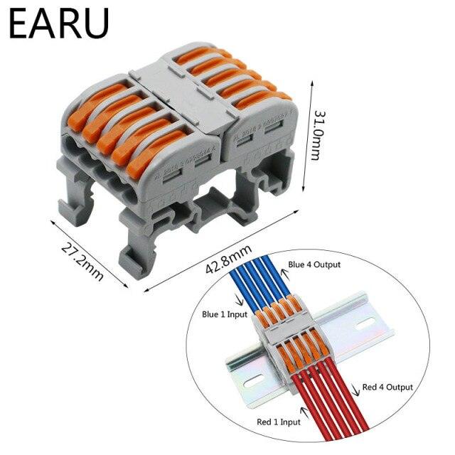 EARU- 1/2/3/5P Din Rail Type Quick Fast Cable Wiring Connection Terminal.