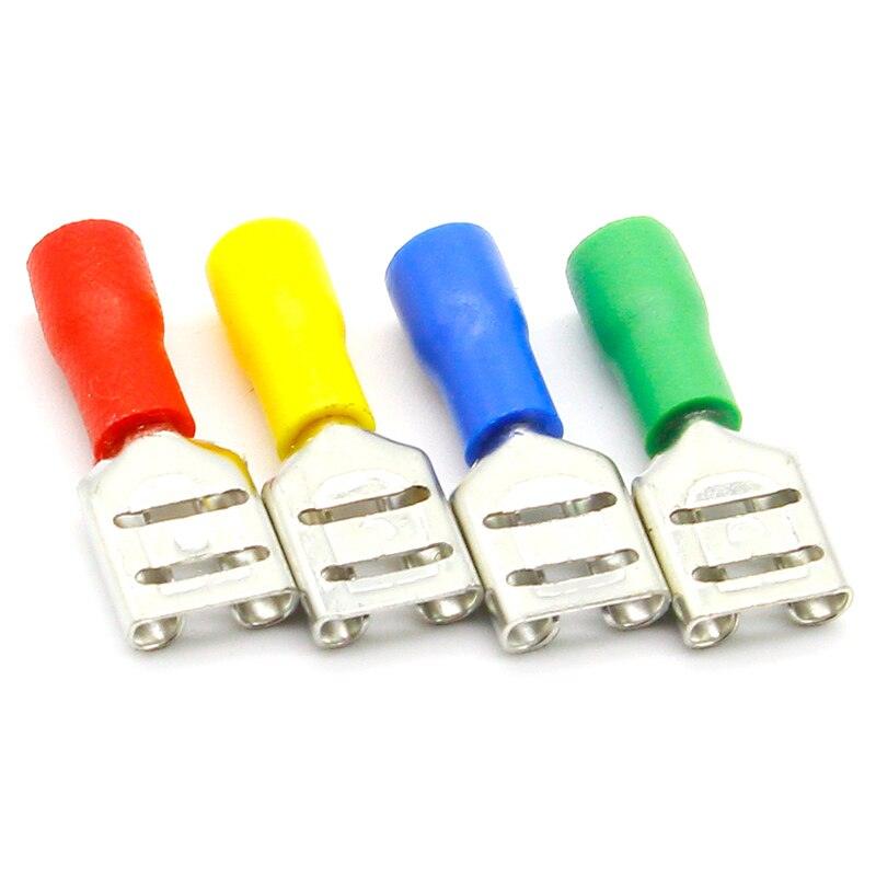 FDD1-250 Female Insulated Electrical Crimp Terminal for 22-16 AWG Connectors Cable Wire Connector 100PCS/Pack FDD1.25-250 FDD.