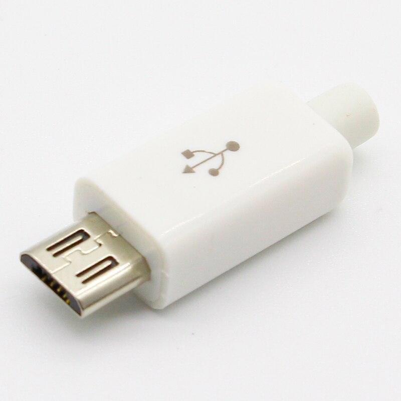 Free shipping 10pcs Micro USB 5PIN Welding Type Male Plug Connectors Charger 5P USB Tail Charging Socket 4 in 1 White Black.