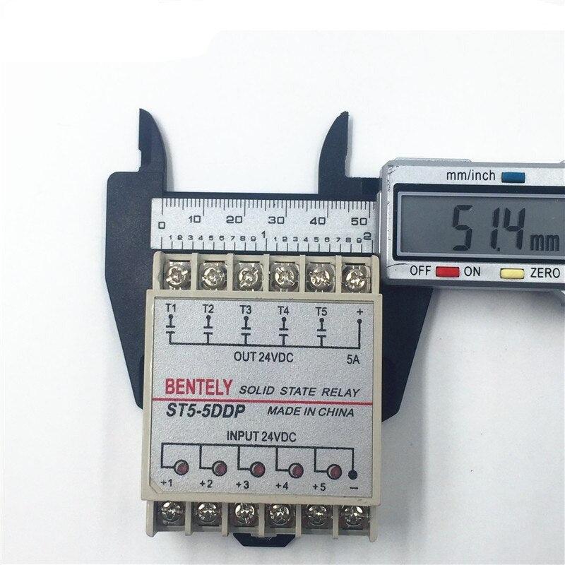 Free Shipping 5DDP 5 Channel Din Rail SSR Quintuplicate Five Input Output 24VDC Single Phase DC Solid State Relay PLC Module 5A.