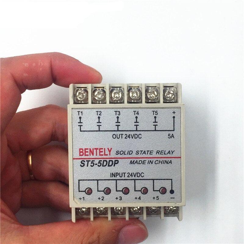 Free Shipping 5DDP 5 Channel Din Rail SSR Quintuplicate Five Input Output 24VDC Single Phase DC Solid State Relay PLC Module 5A.