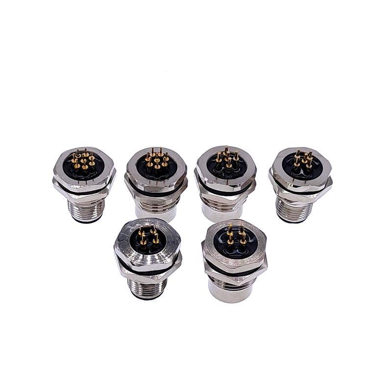 Front nut flange socket 4 5 8pin screw threaded male female M12 M16 waterproof connectors PCB sensor connector panel.