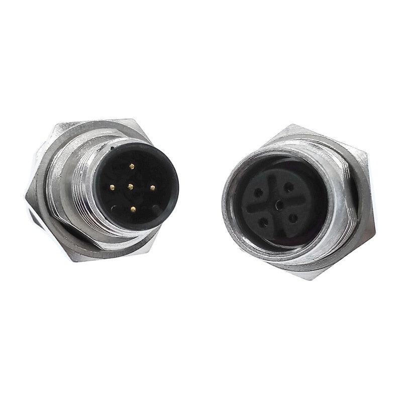Front nut flange socket 4 5 8pin screw threaded male female M12 M16 waterproof connectors PCB sensor connector panel.