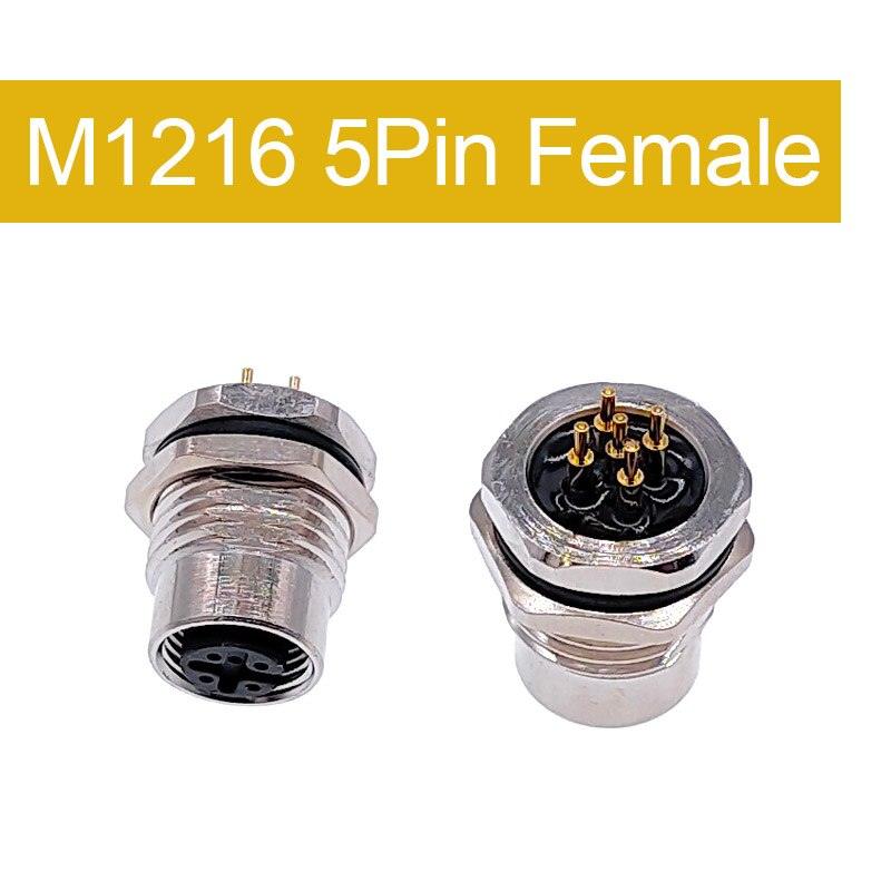 Front nut flange socket 4 5 8pin screw threaded male female M12 M16 waterproof connectors PCB sensor connector panel.