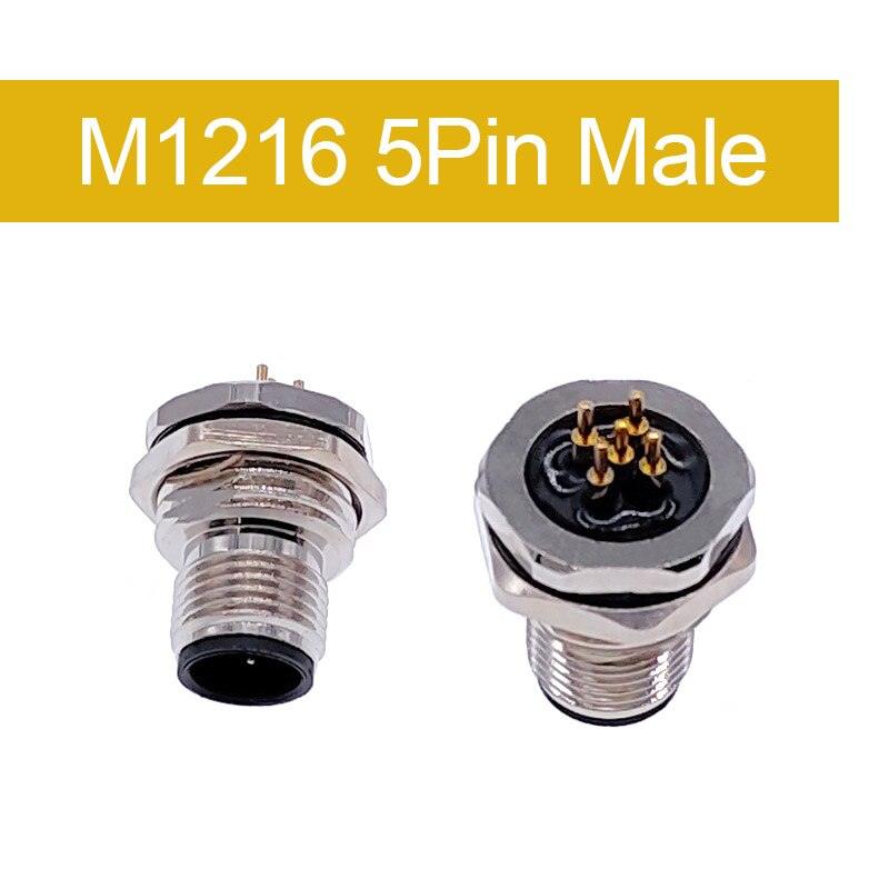 Front nut flange socket 4 5 8pin screw threaded male female M12 M16 waterproof connectors PCB sensor connector panel.