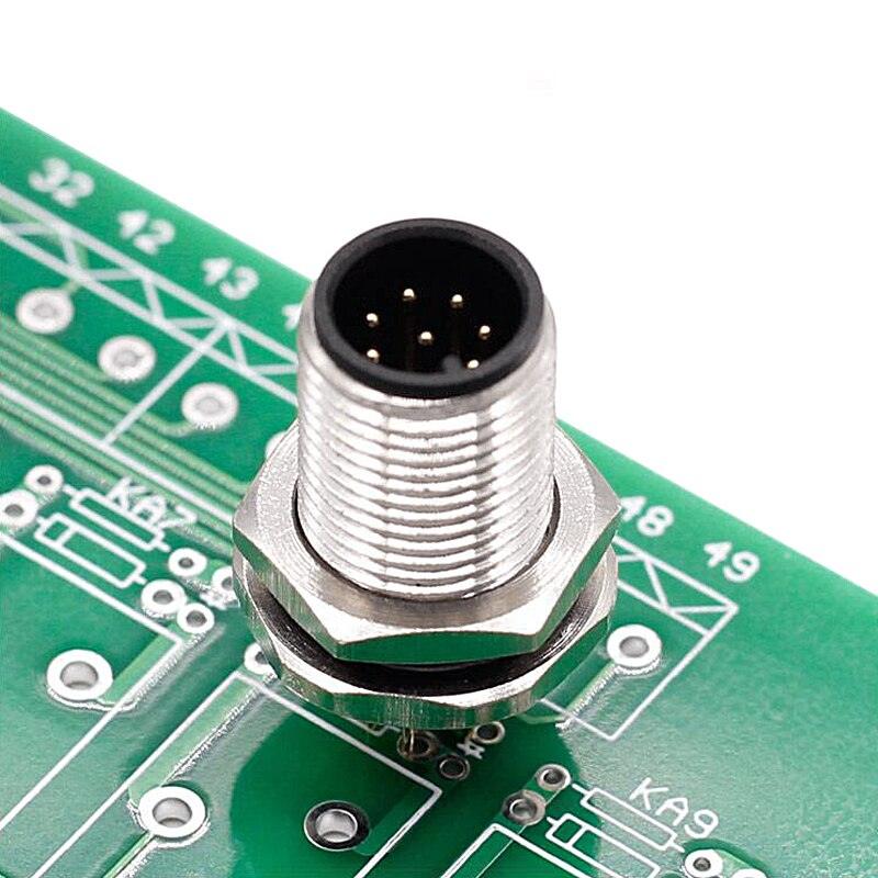 Front nut flange socket 4 5 8pin screw threaded male female M12 M16 waterproof connectors PCB sensor connector panel.