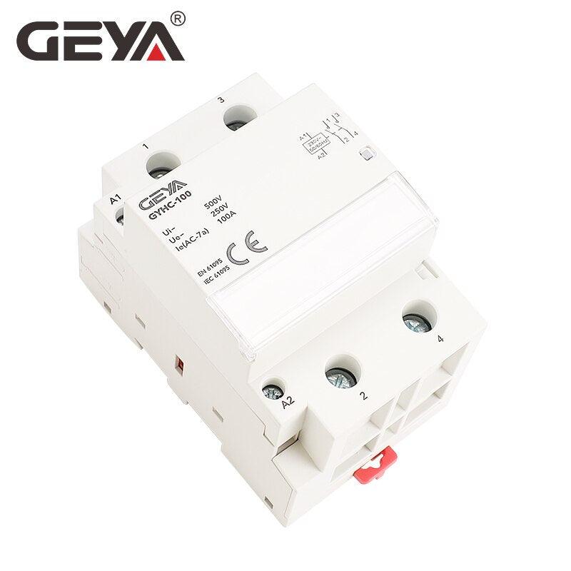 GEYA GYHC 2Pole 100A AC 220V 230V 50/60Hz Din Rail Household AC Modular Contactor Switch Controller Home Hotel Use.