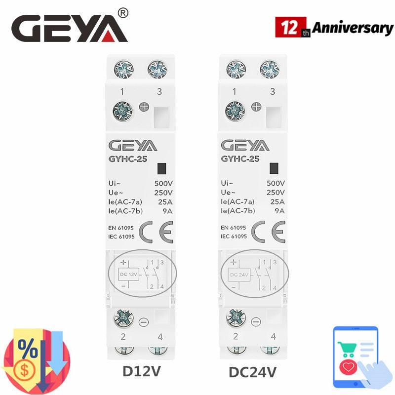 GEYA GYHC Contactor DC12V DC24V Coil Voltage 25A 2NO 2NC 1NO1NC 50/60Hz AC220V Main Voltage.