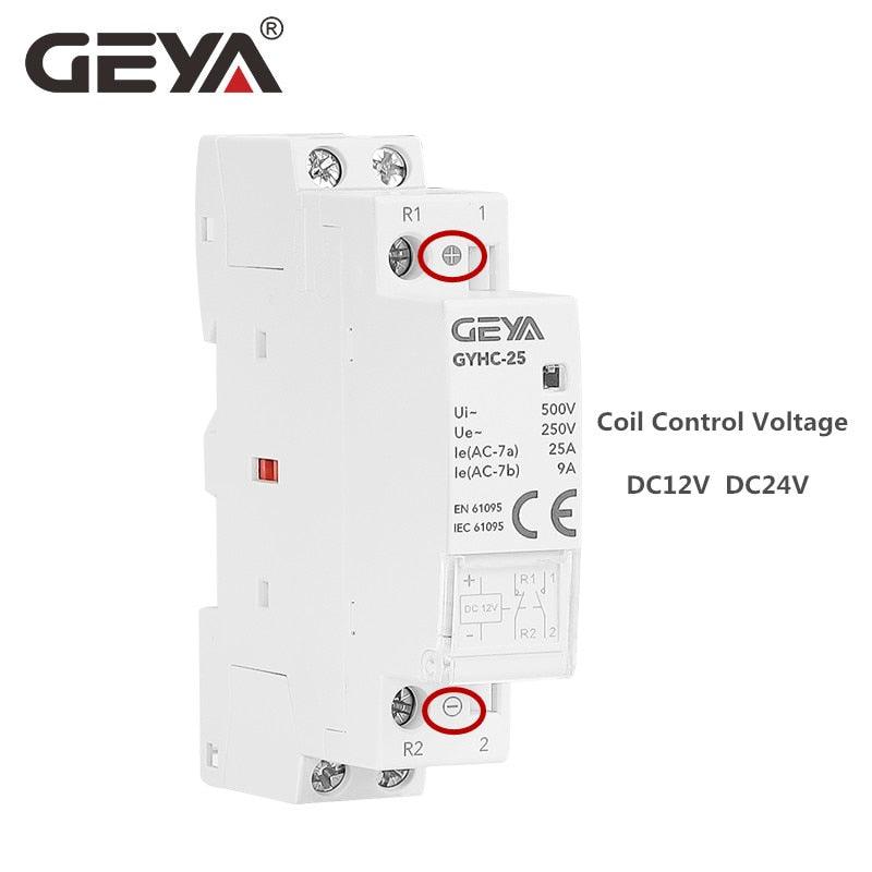 GEYA GYHC Contactor DC12V DC24V Coil Voltage 25A 2NO 2NC 1NO1NC 50/60Hz AC220V Main Voltage.