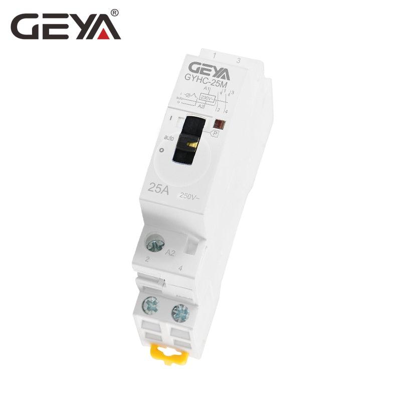 GEYA Manual Control Household Contactor Din Rail Type Modular Contactor 2P 16A 20A 25A 2NO or 2NC 220V.