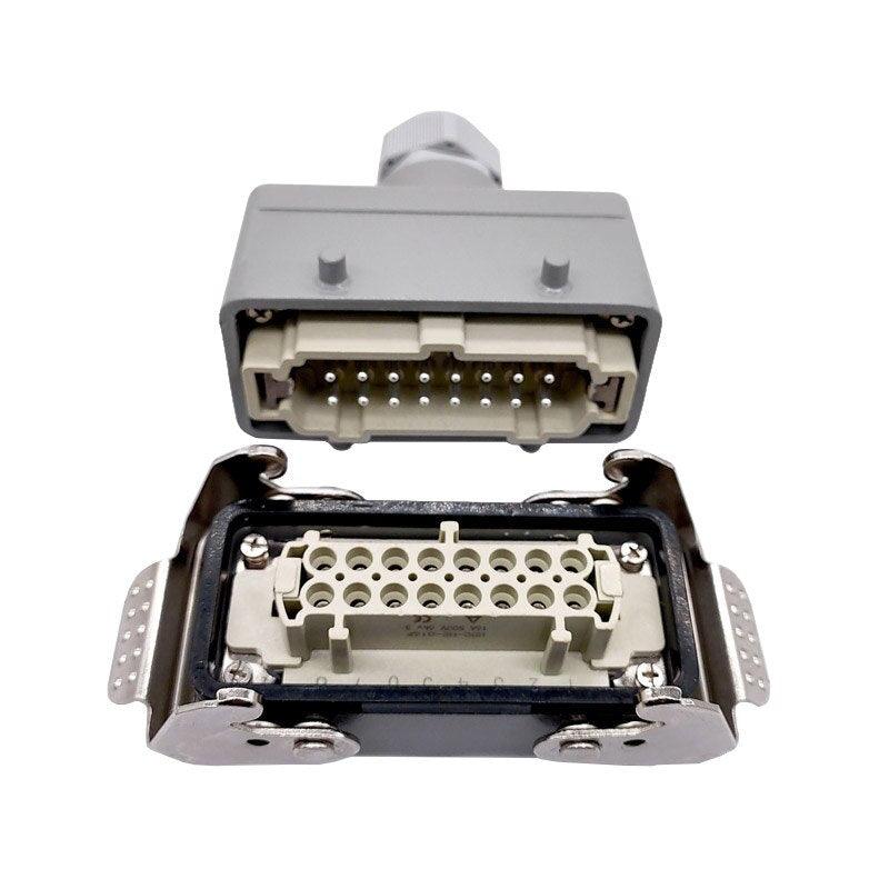 rectangular aviation connector,Heavy Duty Connectors HDC-HE-016-1/2/3/4 F/M 16pin 16A 500V Industrial rectangular Aviation connector plug Screw connection