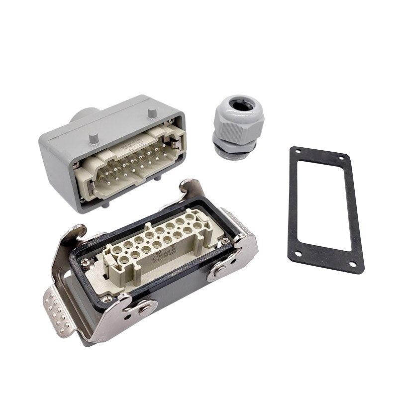 16pin 16a connector,Heavy Duty Connectors HDC-HE-016-1/2/3/4 F/M 16pin 16A 500V Industrial rectangular Aviation connector plug Screw connection