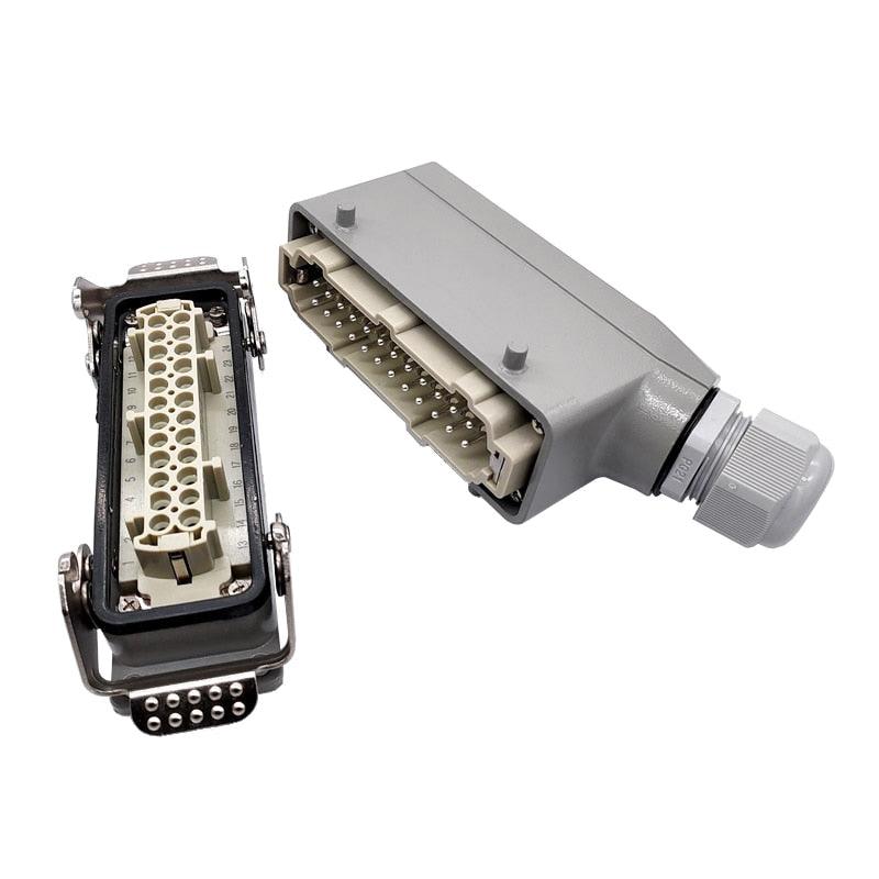 24pin aviation connector,Heavy Duty Connectors HDC-HE-024-1/2/3/4 F/M 24pin Industrial rectangular Aviation connector plug 16A 500V Screw connection
