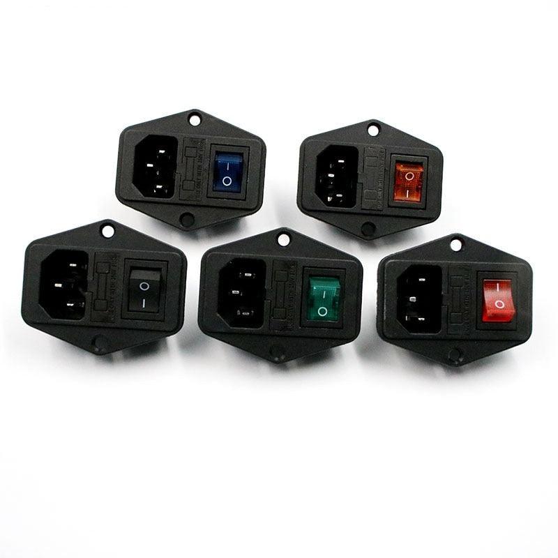 High quality Black Red 10A AC 250V 3 Terminal Power Socket with Fuse Holder Rocker Switch NEW AC Power Cord Inlet Plug Socket.