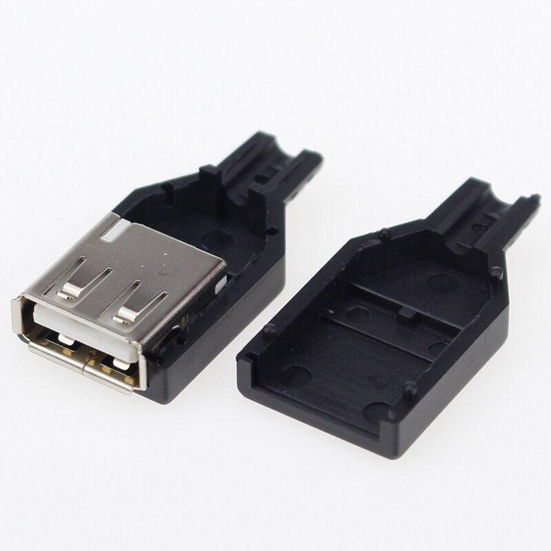 IMC hot New (5pcs Male+5pcs Female) USB 4 Pin Plug Socket Connector With Black Plastic Cover.