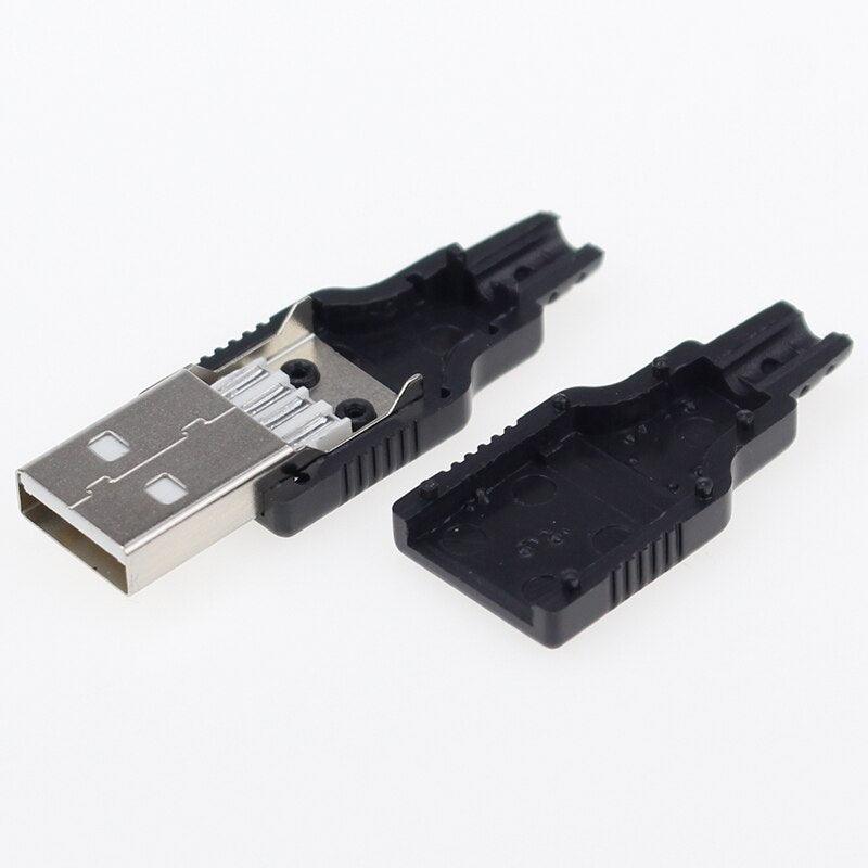IMC hot New (5pcs Male+5pcs Female) USB 4 Pin Plug Socket Connector With Black Plastic Cover.