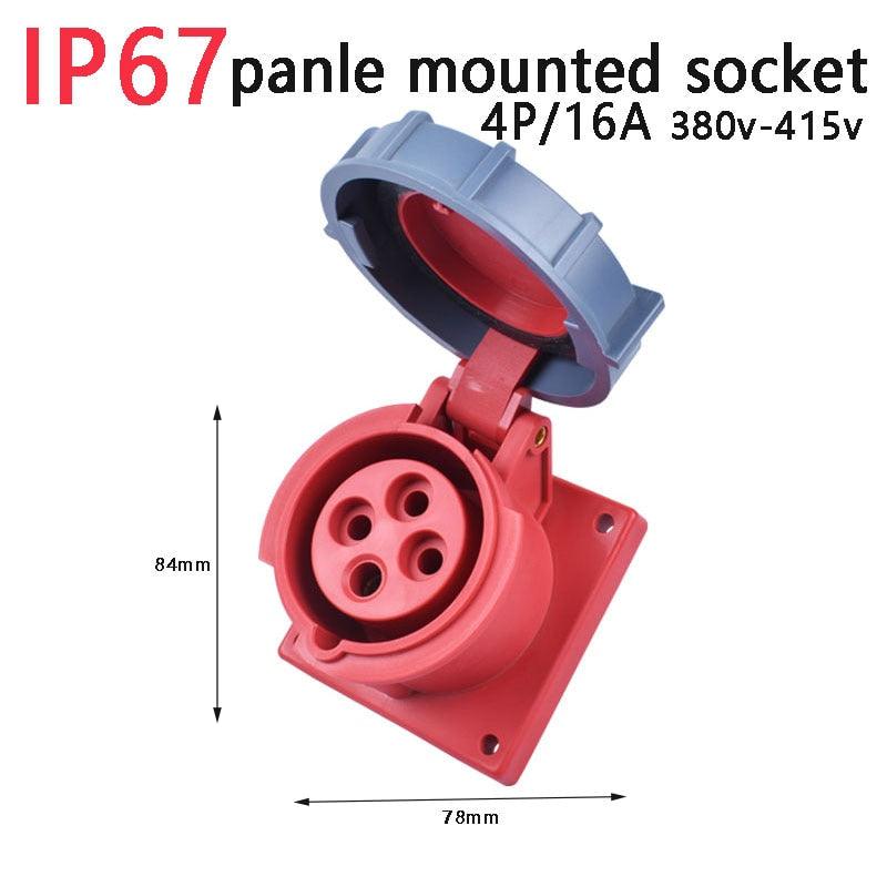 industrial socket 4p16a,IP67 NEW Industrial Plug and Socket 16A 32A 3 Pin 4 Pin 5 Pin  Wall Mounted Socket Panel Mounted Coupler 220V 380V 415V,new industrial plug and socket 3p 230v