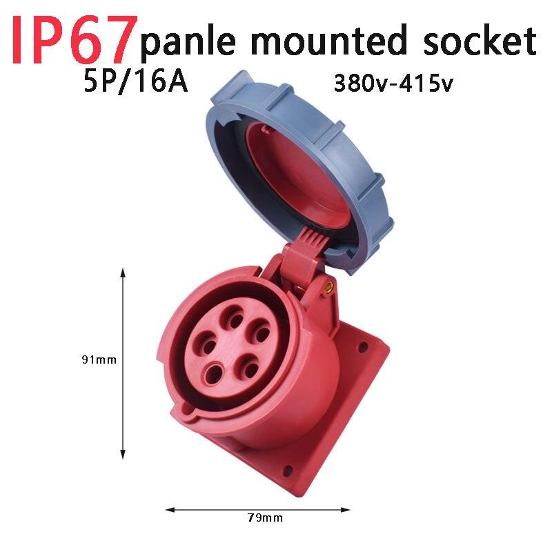 panel mounted socket,IP67 NEW Industrial Plug and Socket 16A 32A 3 Pin 4 Pin 5 Pin  Wall Mounted Socket Panel Mounted Coupler 220V 380V 415V,new industrial plug and socket 3p 230v