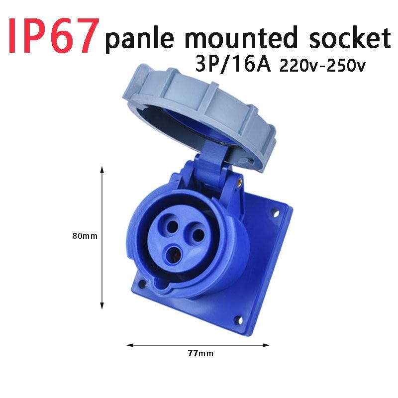 ip67 panel mounted socket,IP67 NEW Industrial Plug and Socket 16A 32A 3 Pin 4 Pin 5 Pin  Wall Mounted Socket Panel Mounted Coupler 220V 380V 415V,new industrial plug and socket 3p 230v