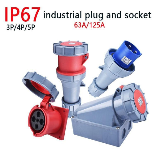 IP67 New Industrial Plug and Socket 63A 125A 3P/4P/5P PA66 Wall Mounted Socket.ip67 63a industrial plug,new industrial plug and socket 3p 230v