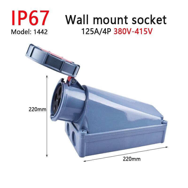 IP67 New Industrial Plug and Socket 63A 125A 3P/4P/5P PA66 Wall Mounted Socket.