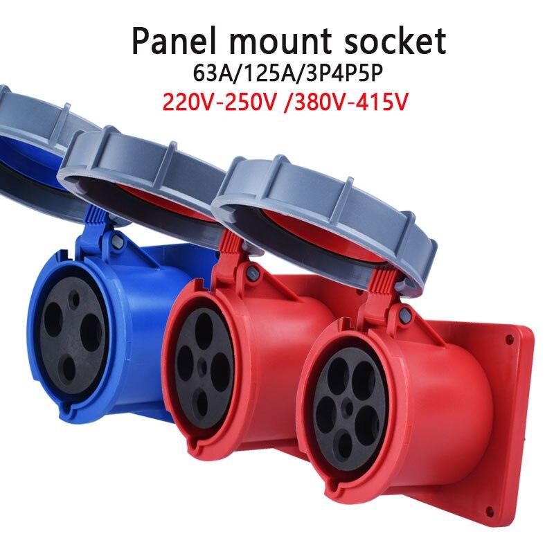 IP67 New Industrial Plug and Socket 63A 125A 3P/4P/5P PA66 Wall Mounted Socket.