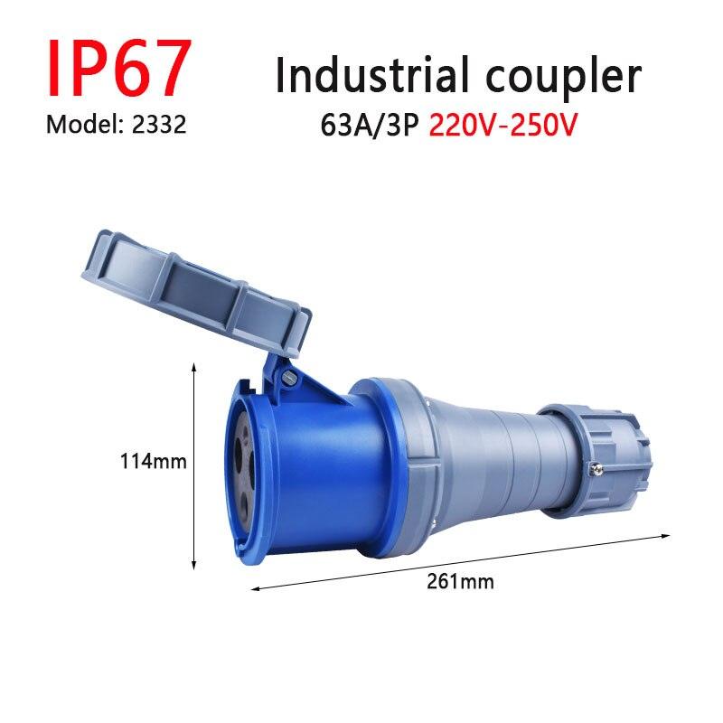 IP67 New Industrial Plug and Socket 63A 125A 3P/4P/5P PA66 Wall Mounted Socket.