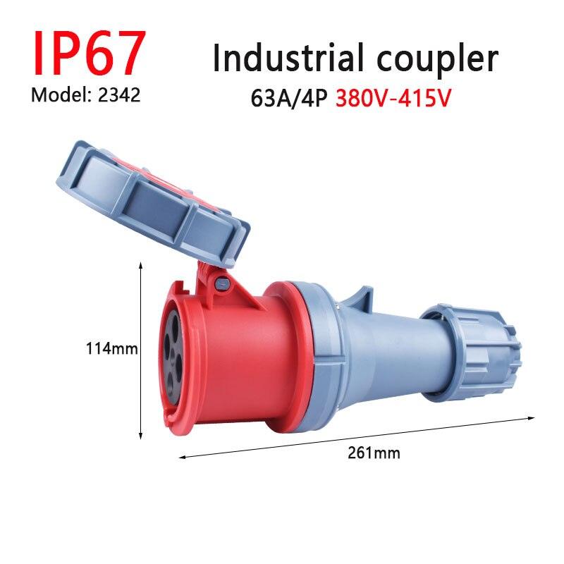 IP67 New Industrial Plug and Socket 63A 125A 3P/4P/5P PA66 Wall Mounted Socket.